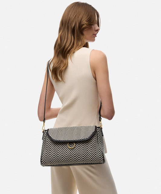 Woven Flap Shoulder Bag