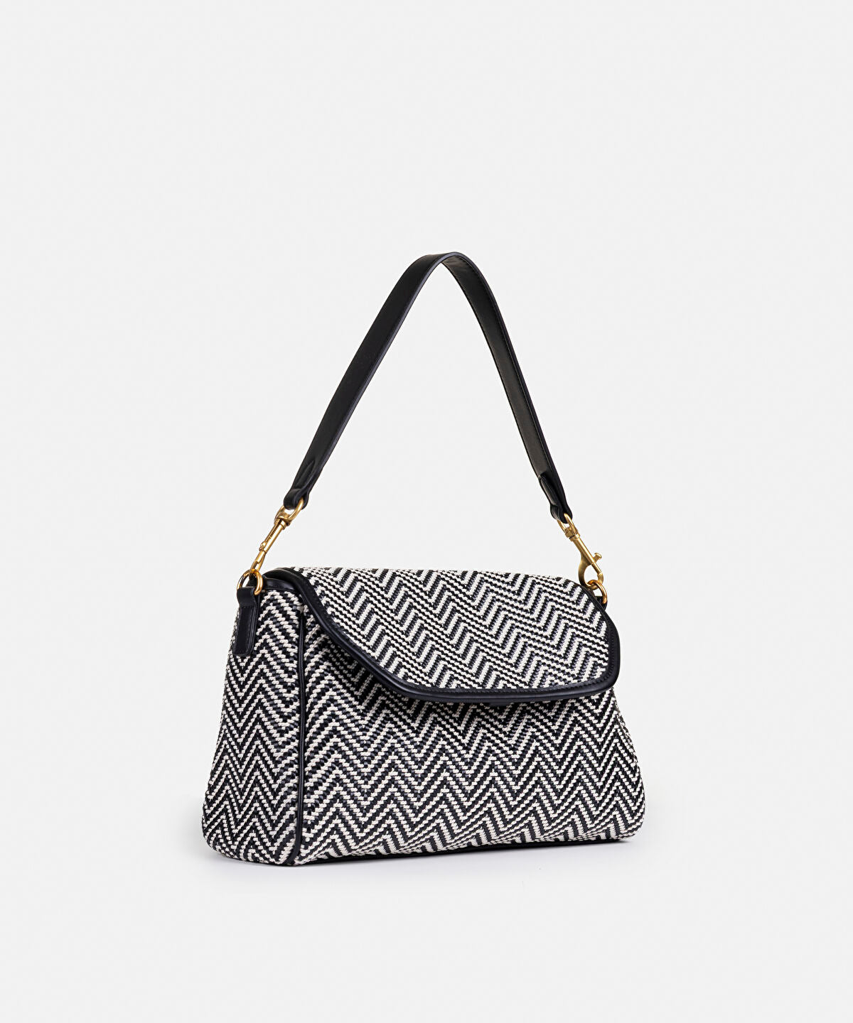 Zoomed Woven Flap Shoulder Bag