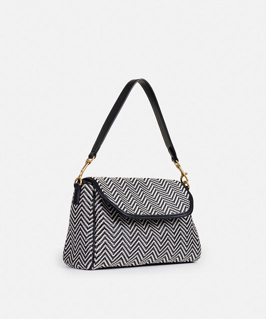 Woven Flap Shoulder Bag