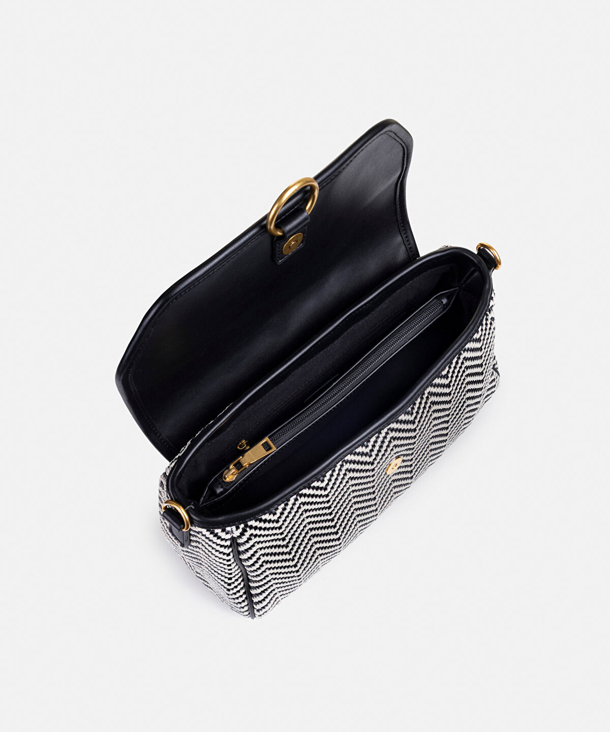 Zoomed Woven Flap Shoulder Bag