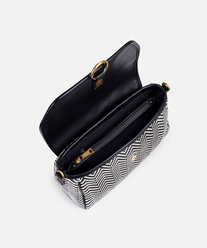 Woven Flap Shoulder Bag