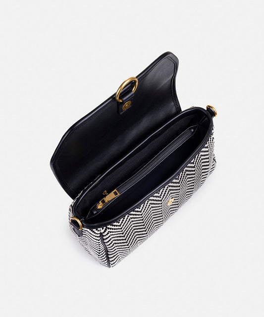 Woven Flap Shoulder Bag