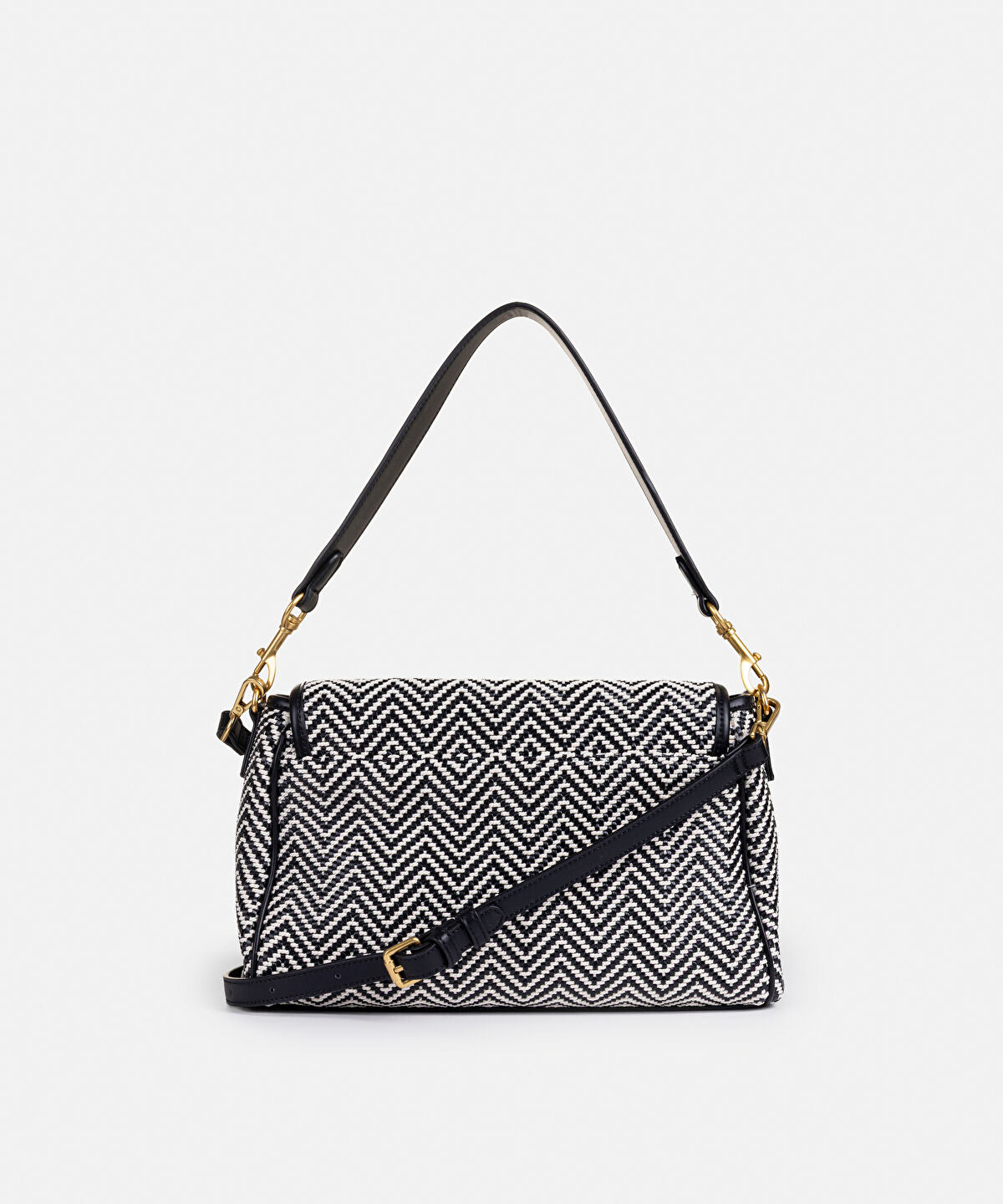 Zoomed Woven Flap Shoulder Bag