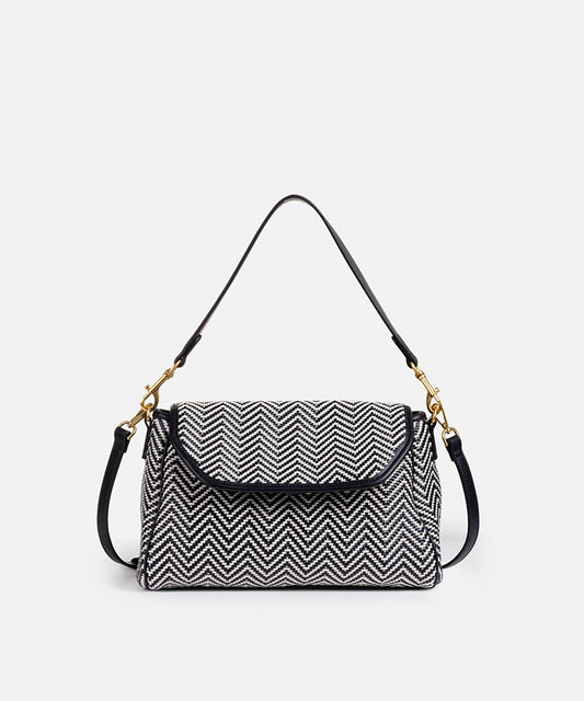 Woven Flap Shoulder Bag