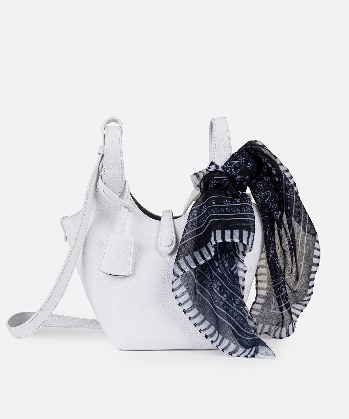 Zoomed Scarf Accent Faux Leather Bag