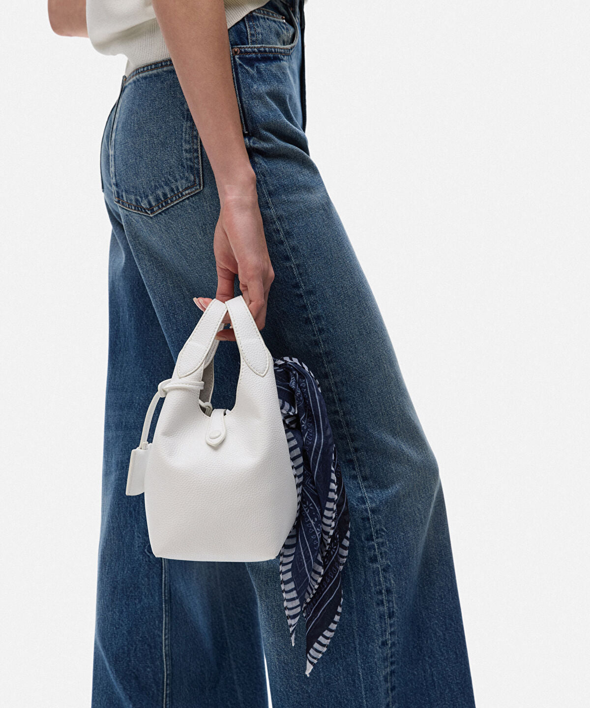 Scarf Accent Faux Leather Bag