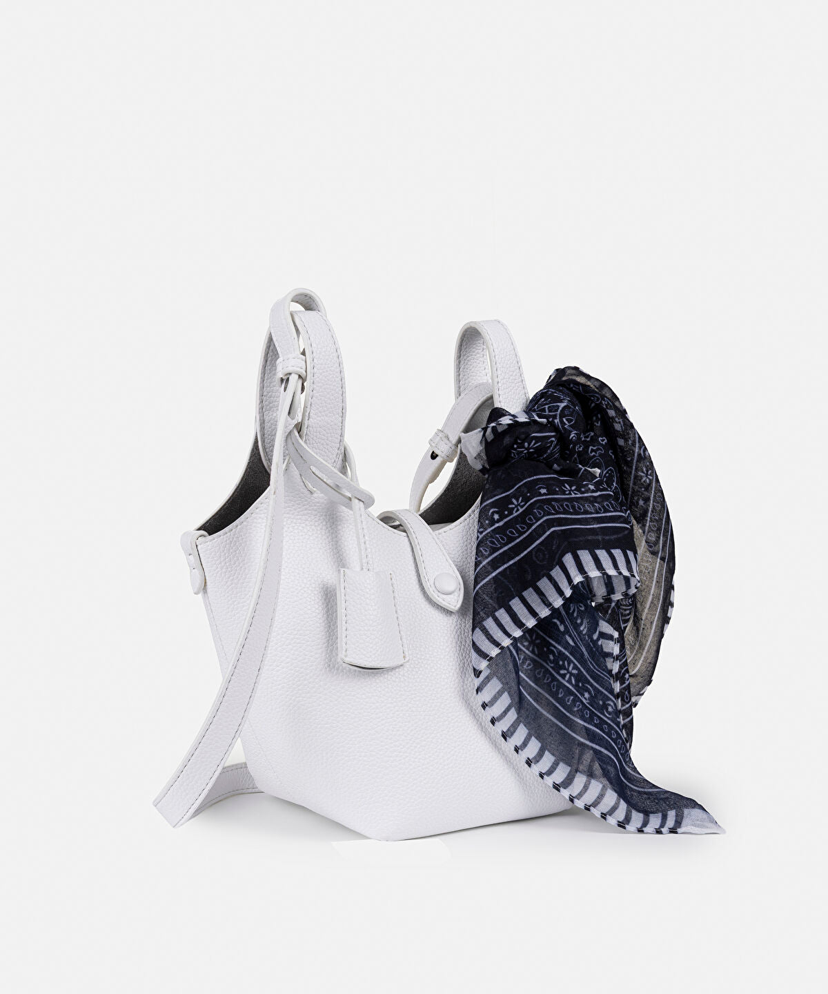 Zoomed Scarf Accent Faux Leather Bag