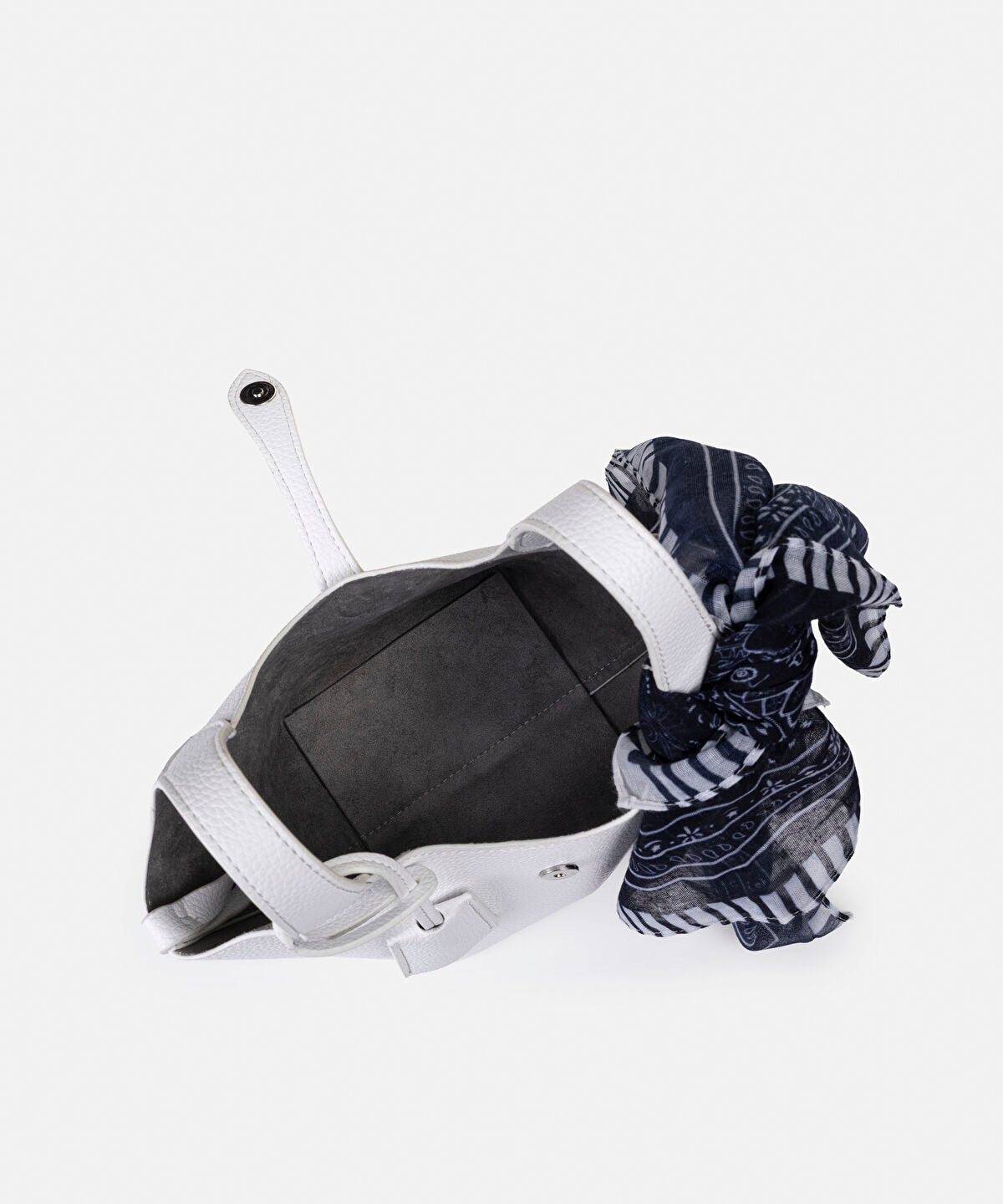 Zoomed Scarf Accent Faux Leather Bag