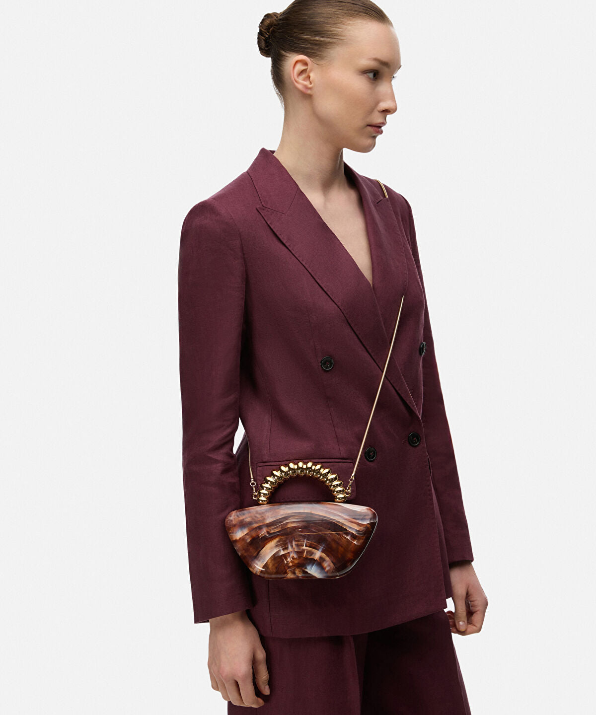 Zoomed Acrylic Top Handle Bag