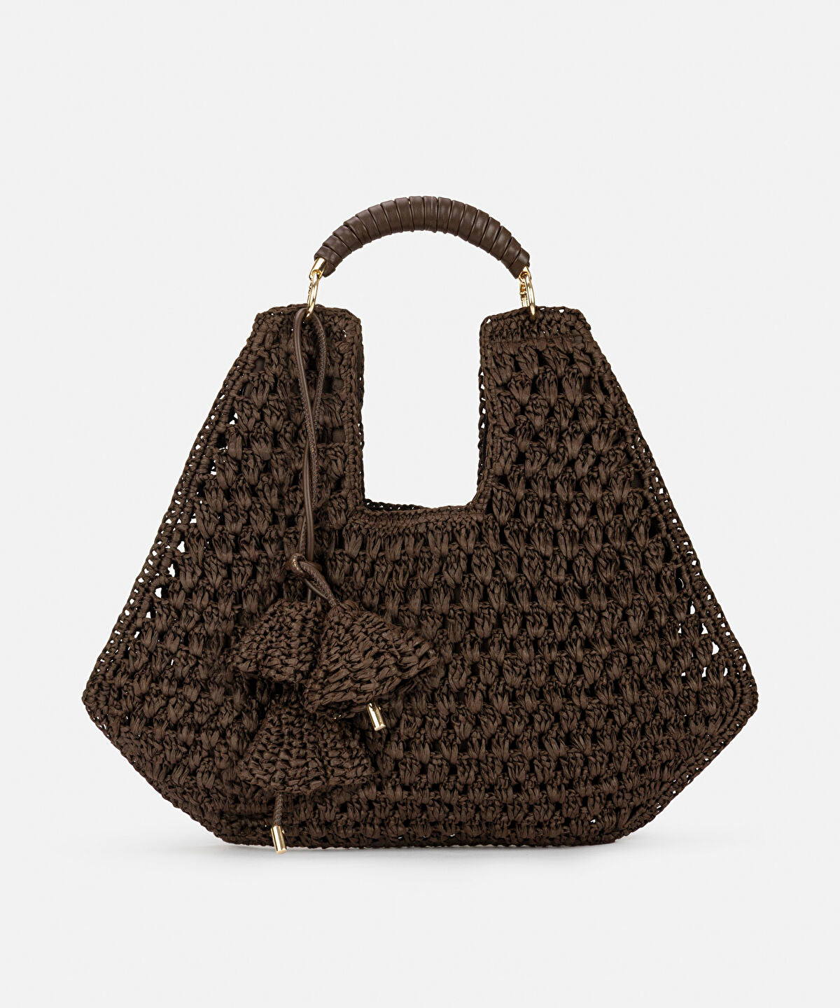 Contrast Handle Straw Effect Bag