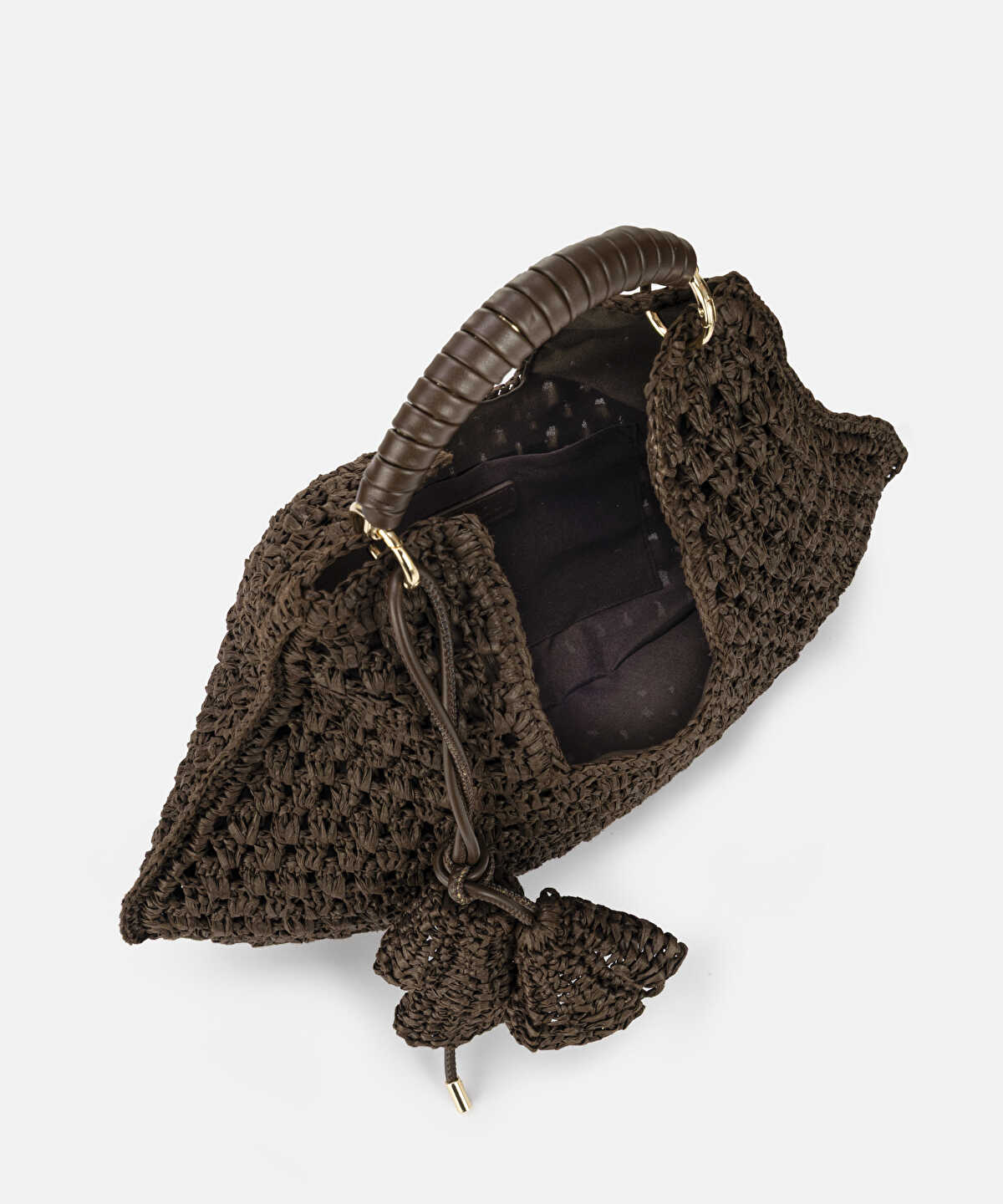 Contrast Handle Straw Effect Bag