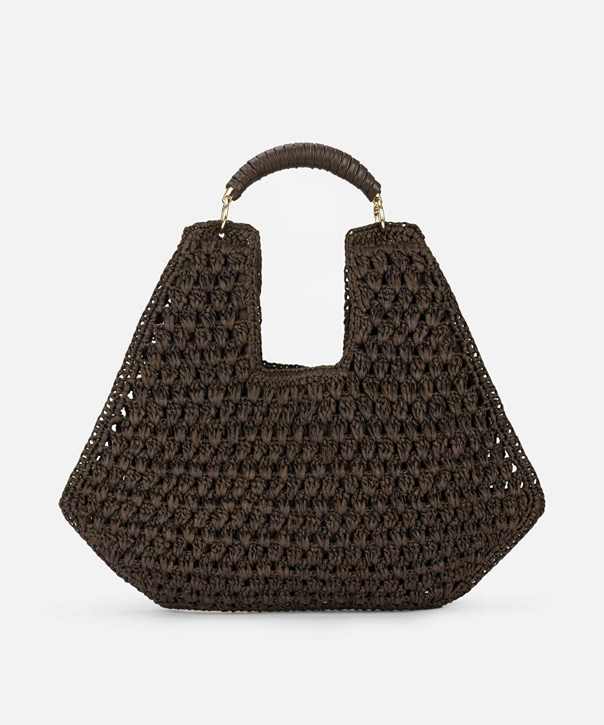 Contrast Handle Straw Effect Bag