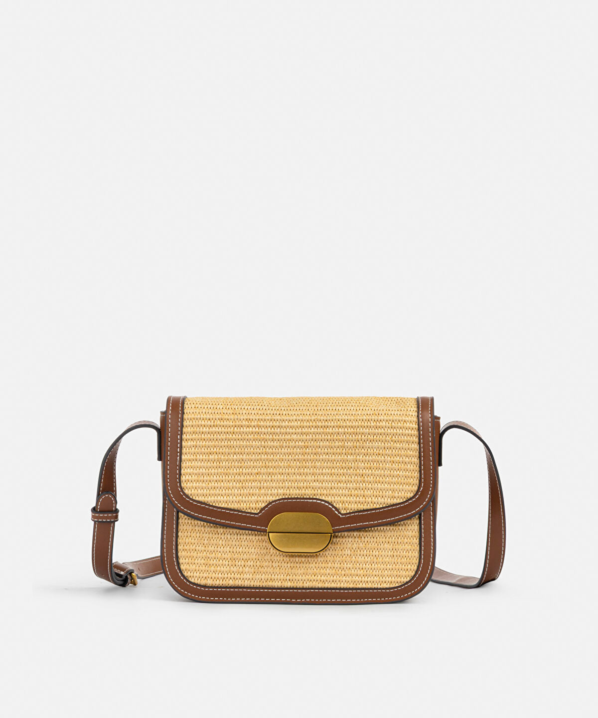 Zoomed Contrast Texture Flap Bag