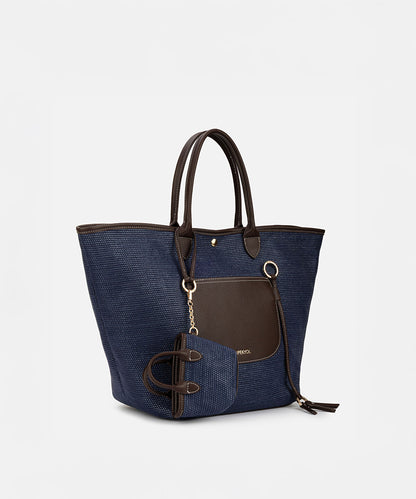 Colorblock Bag with Mini Pouch