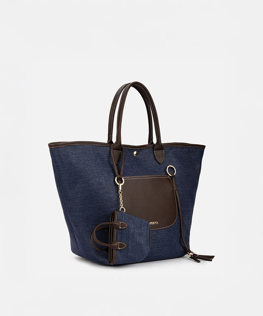 Colorblock Bag with Mini Pouch