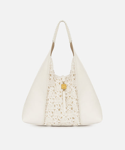 Crochet Panel Leather Effect Bag