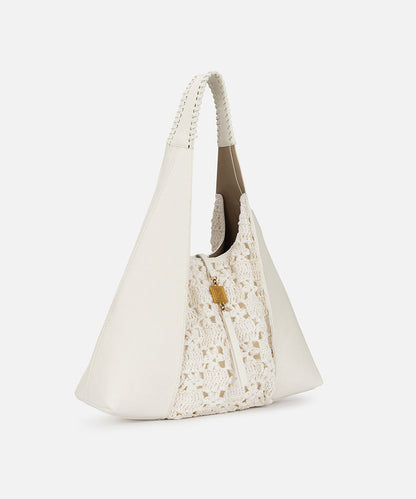 Crochet Panel Leather Effect Bag