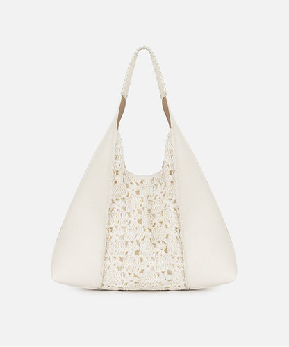 Crochet Panel Leather Effect Bag