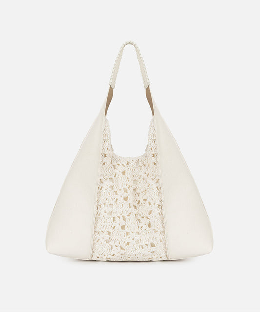 Crochet Panel Leather Effect Bag