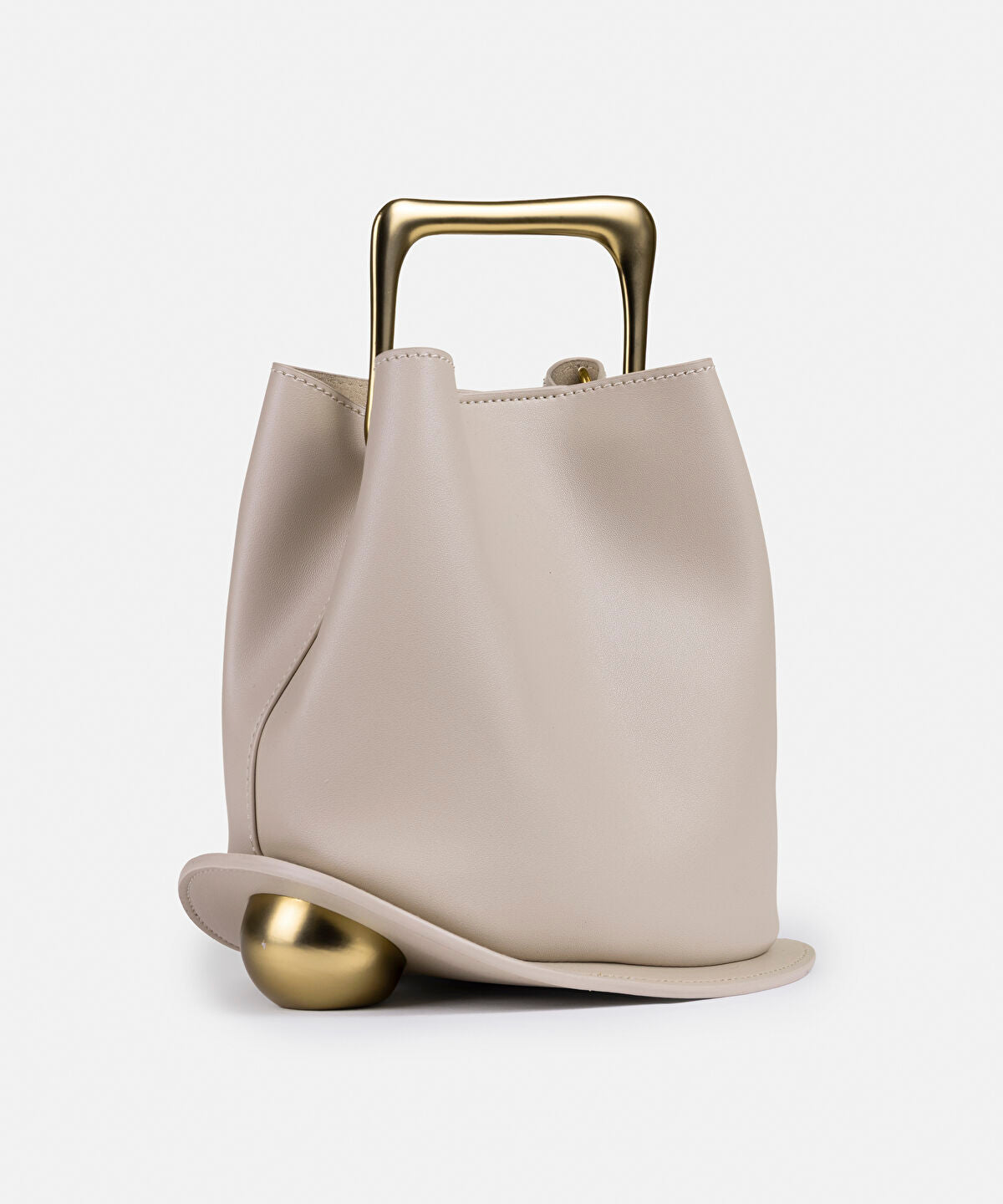Zoomed Leather-Effect Top Handle Bag