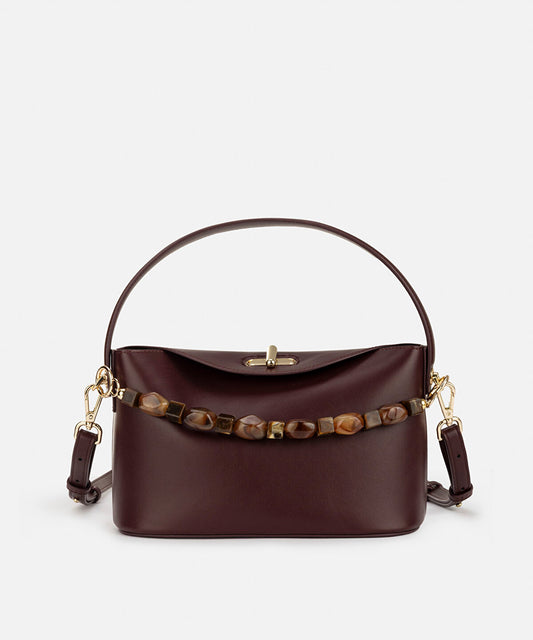 Beaded Strap Leather Effect Bag
