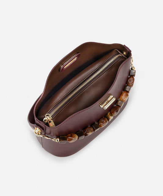 Beaded Strap Leather Effect Bag