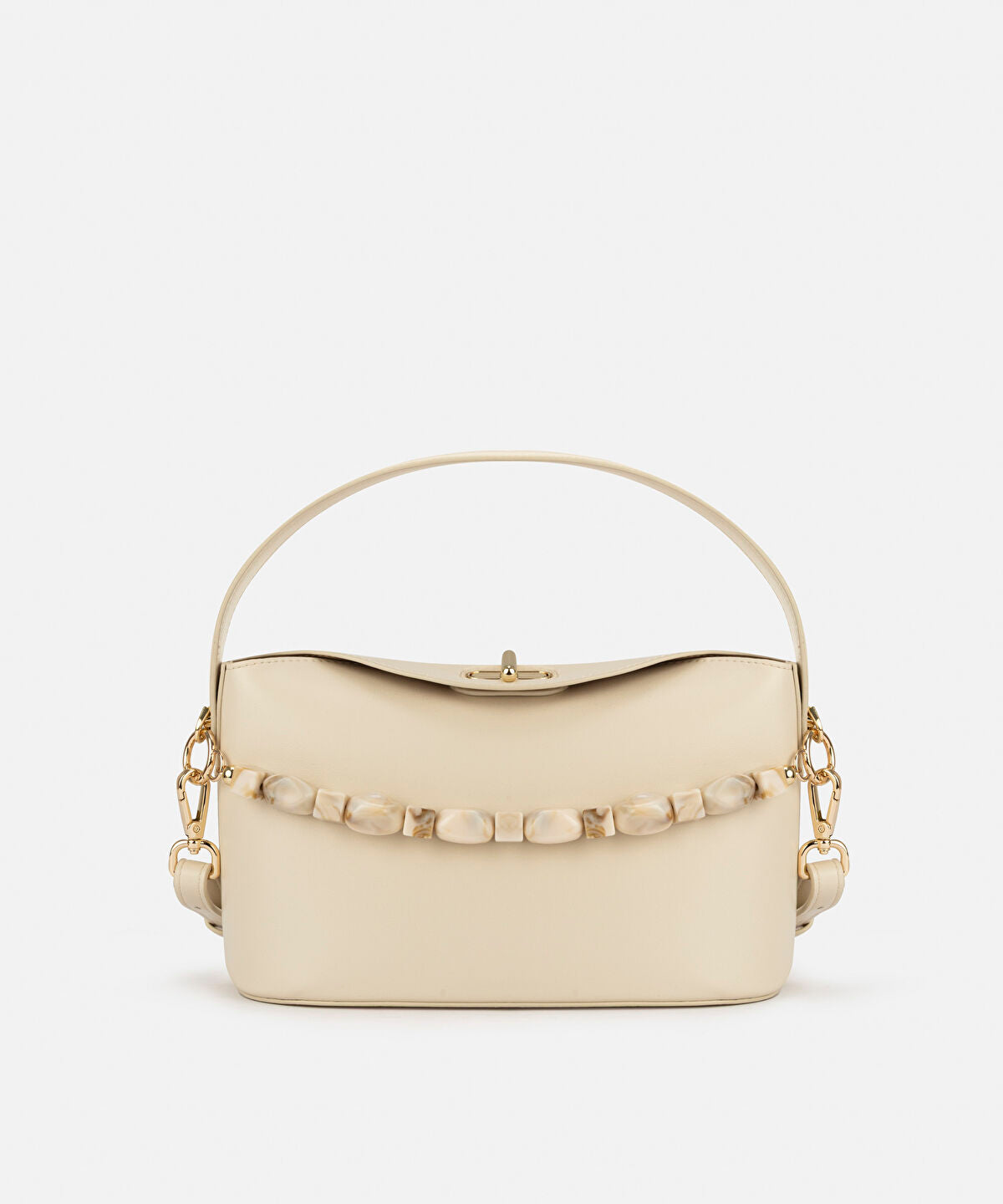 Beaded Strap Leather Effect Bag