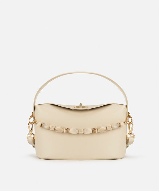 Beaded Strap Leather Effect Bag