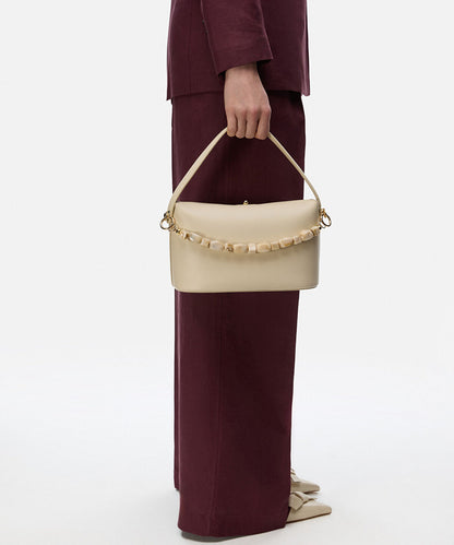 Beaded Strap Leather Effect Bag