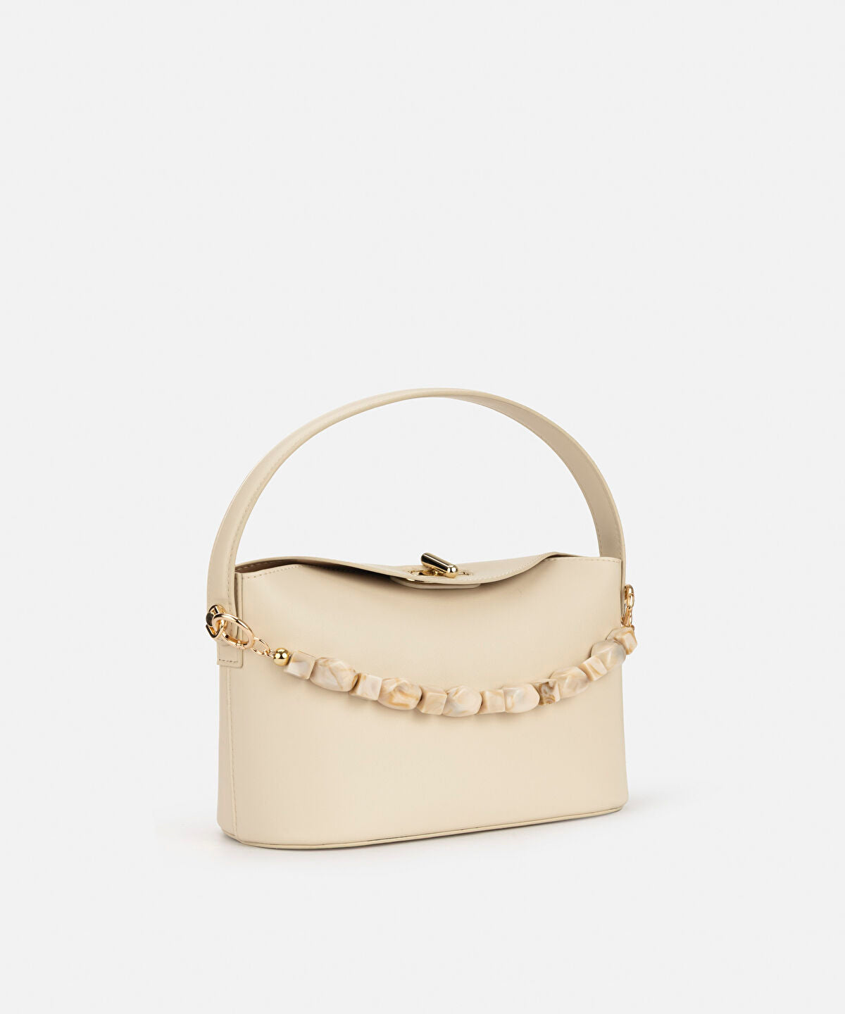 Zoomed Beaded Strap Leather Effect Bag