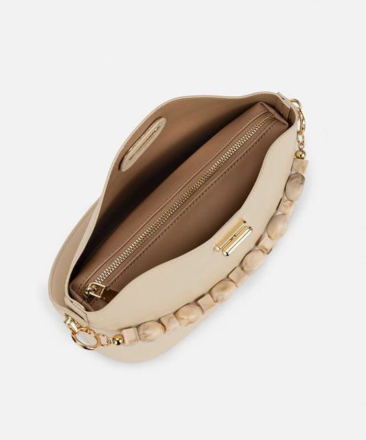 Beaded Strap Leather Effect Bag