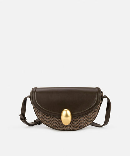 Metal Buckle Contrast Texture Bag