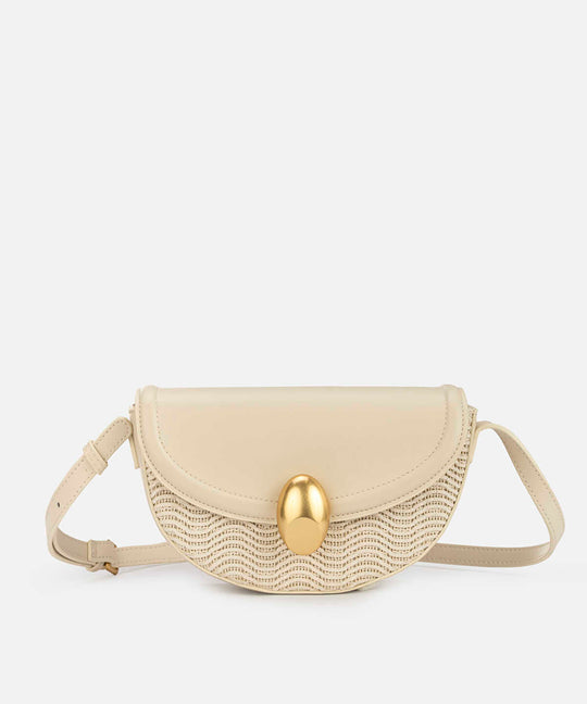 Metal Buckle Contrast Texture Bag