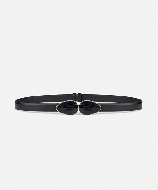 Double-Buckle Leather-Effect Belt