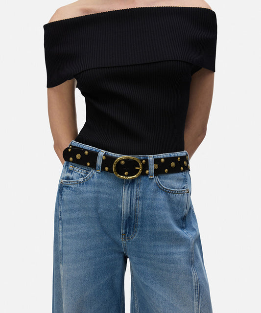 Embellished Suede Belt