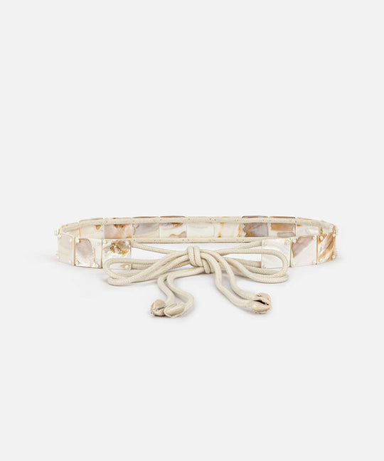 Shell Embellished Cord Belt