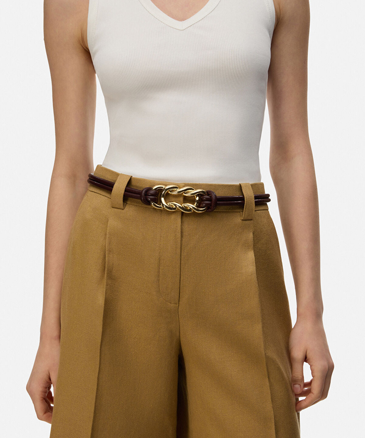 Zoomed Twisted Buckle Cord Belt