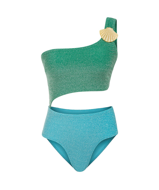 Color-Block Lurex Swimsuit