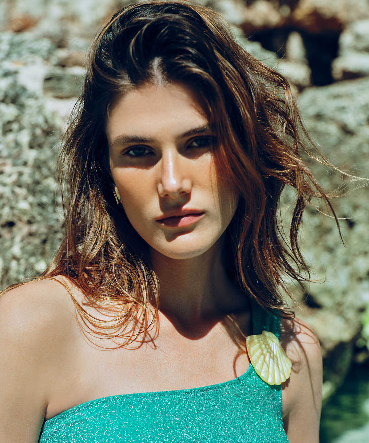 Color-Block Lurex Swimsuit