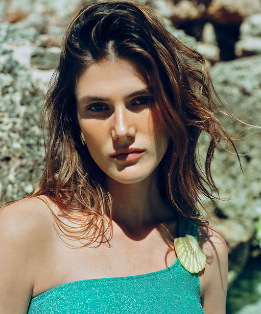 Color-Block Lurex Swimsuit