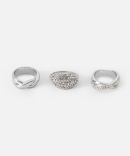 Crystal Embellished Ring Set