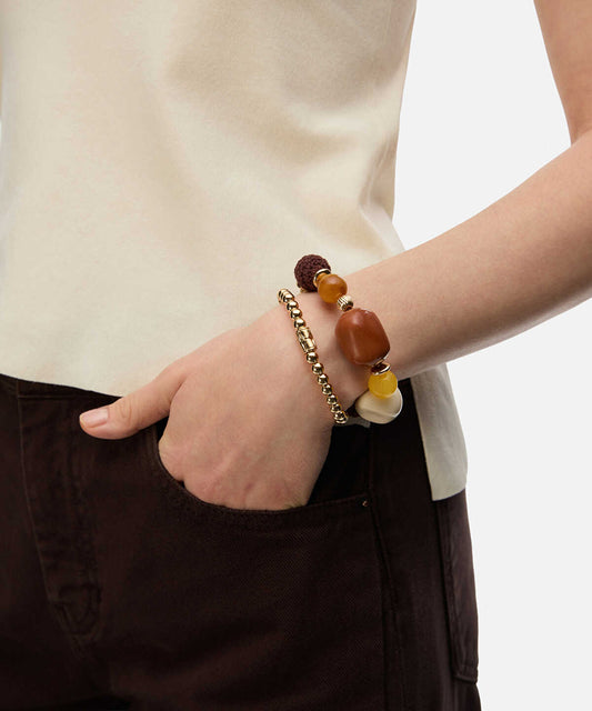 Mixed Stone and Metal Bracelet Set