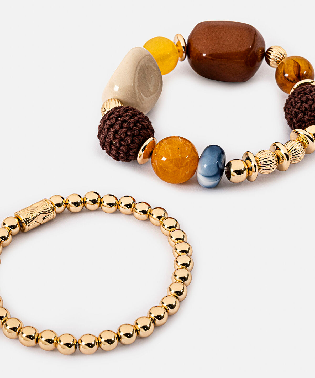 Zoomed Mixed Stone and Metal Bracelet Set