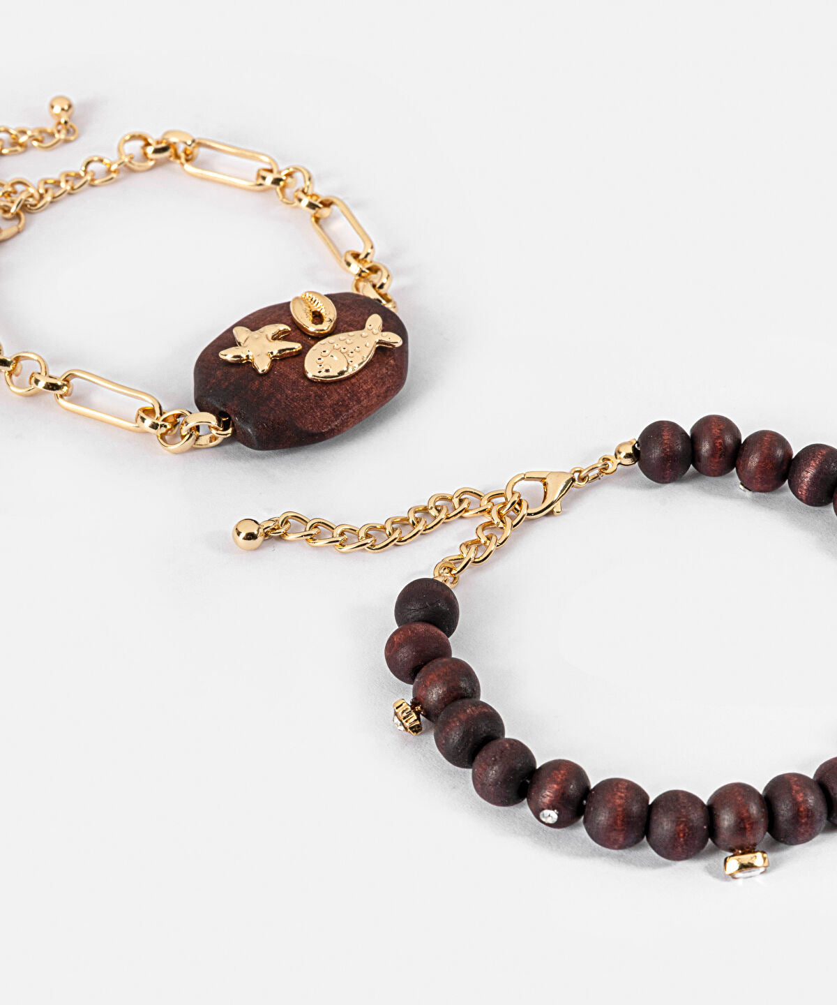 Zoomed Marine Inspired Wood Bead Bracelet Set