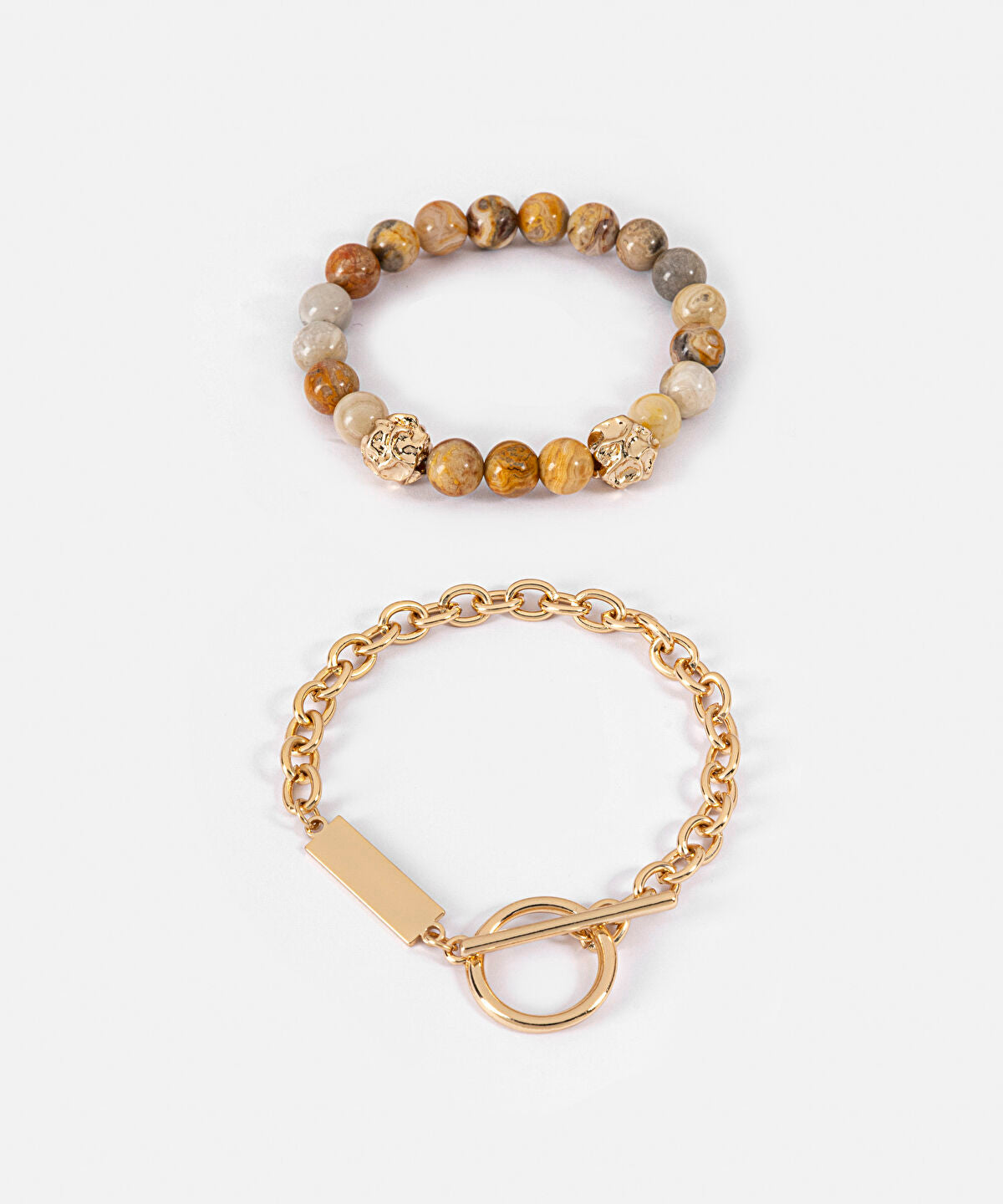 Zoomed Mixed Stone Chain Bracelet Set