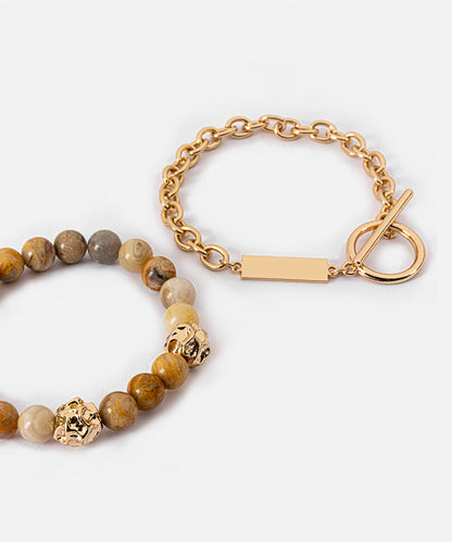 Mixed Stone Chain Bracelet Set