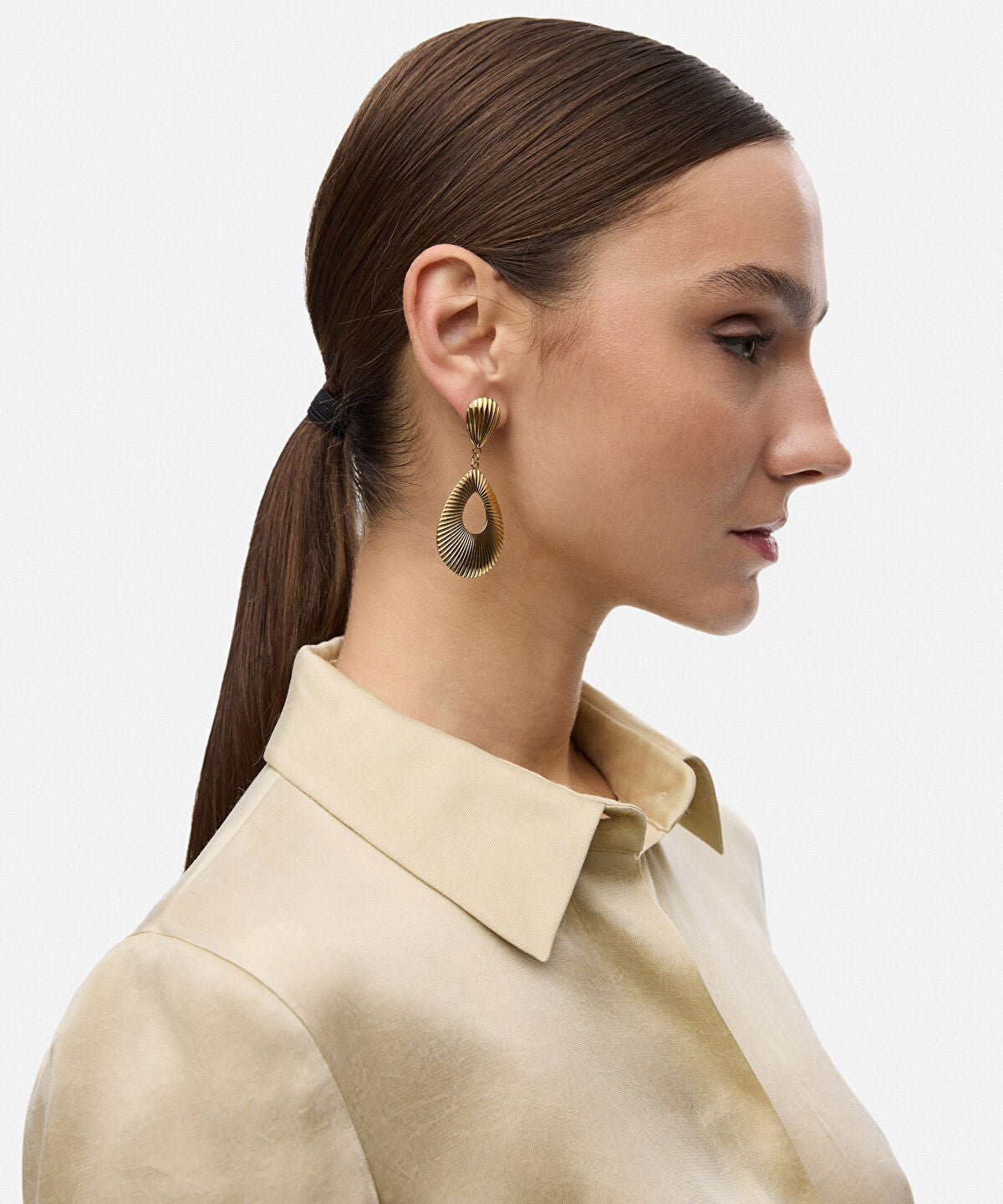 Zoomed Textured Stainless Steel Earrings
