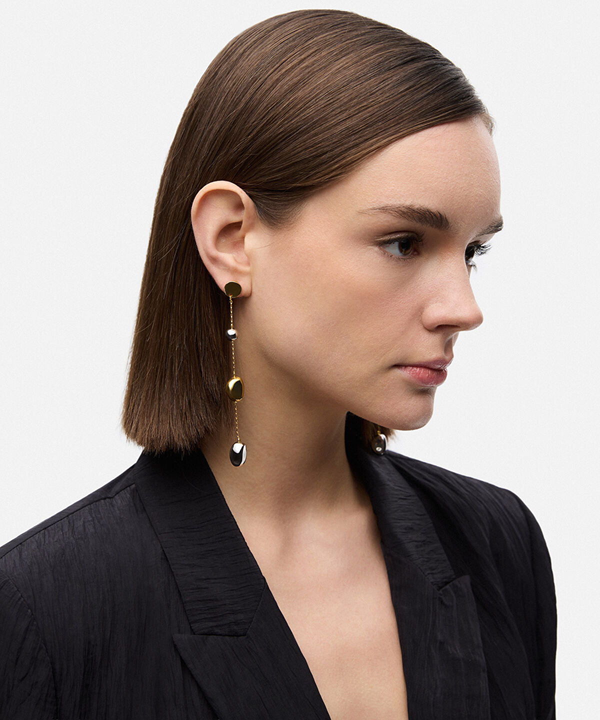Zoomed Two-Tone Dangle Earrings
