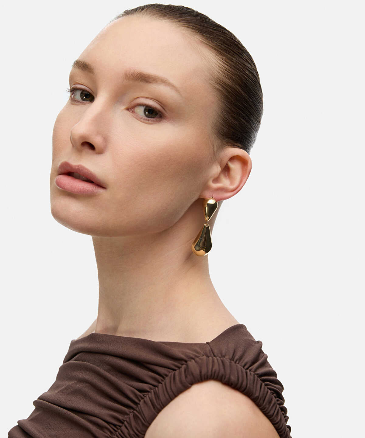 Zoomed Textured Hoop and Drop Earring Set
