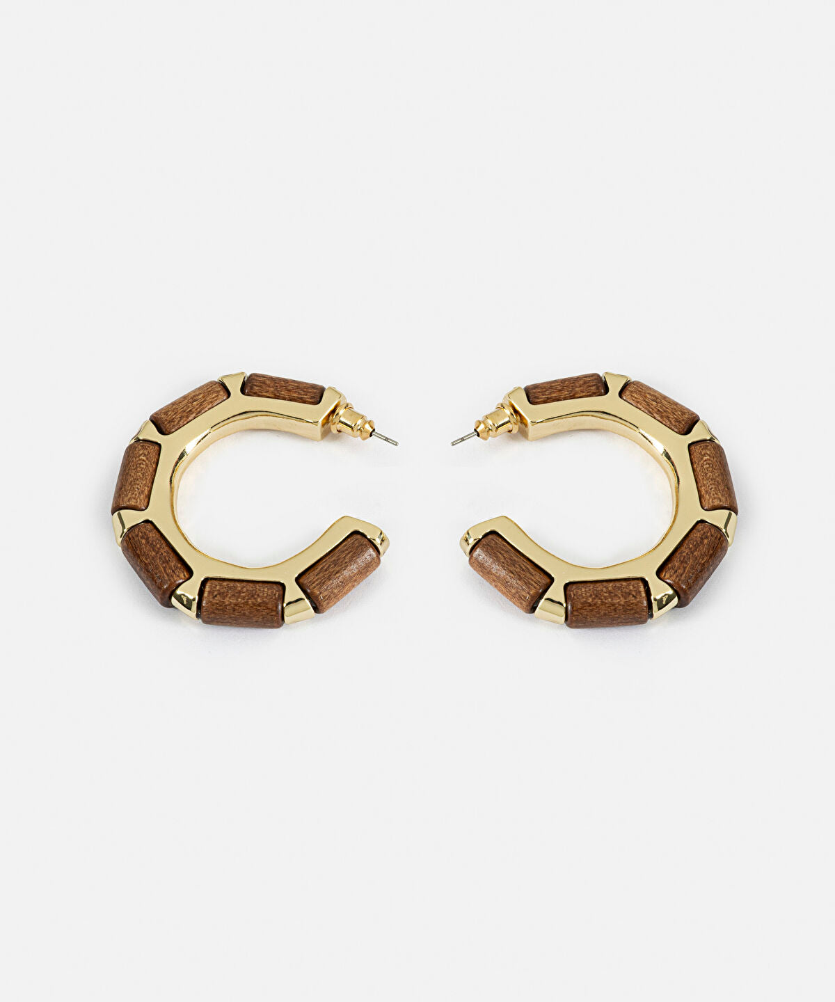 Zoomed Wood Piece Hoop Earrings